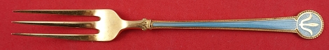 Cocktail Fork vermeil light blue enamel both sides  5 3/8